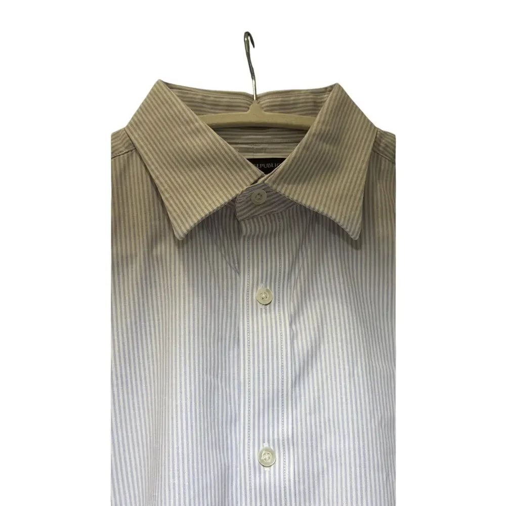 Banana Republic Tailored Slim Fit Dress Shirt Pinstripe L EUC